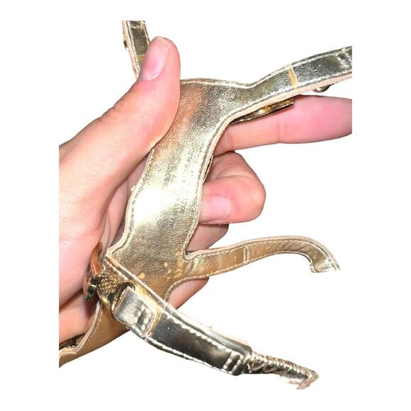 BCBGeneration Gladiator Boho Gold Metallic Embellished Strappy Sandals Size 7 - Picture 5 of 6